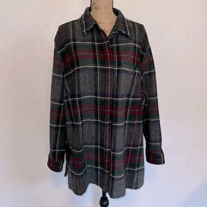 Ralph Lauren Oversized Plaid Lambswool Shacket Shirt Jacket EUC XL